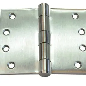 Hinge SS304 Wide Throw 100x125x3.5 Fixed Pin Button Tip Satin (HJSS125FP) (HSSWT100125F304)