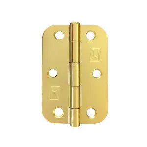 Steel 89x58x2.0mm 1/2" Radius Hinge Electro Brass