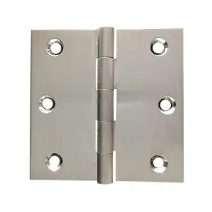 Hinge Brass 75x75x2.5mm Fixed Pin Brushed Nickel c/w 8x25 screws(HJ7575FPSN) (HB7575FBN)
