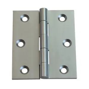 Hinge Brass 75x75x2.5mm Fixed Pin Satin Chrome c/w 8x25 screws (HB7575FSC)