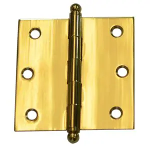 Hinge Brass 75x75x2.5mm Loose Pin Polished & Lacquered c/w 8x25 screws  (HJ7575LP) (HB7575LPB)