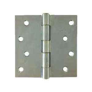 Hinge Steel 102x102x2.5mm Zinc Plate, Fixed Brass Riveted Pin (808 4") (HS102102ZFB)