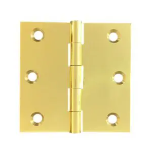 Hinge Brass 75x75x2.5mm Fixed Pin Polished & Lacquered c/w 8x25 screws (HJ7575FP) (HB7575FPB)