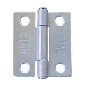 Hinge Steel 25x22x0.7mm Zinc Plate, Fixed Steel Riveted Pin (5000 1") (HS2522ZFS)