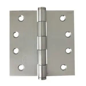 Hinge SS304 100x100x2.5 Fixed Button Pin Satin c/w #9x30PZ screws (HJSS100FP) (HSS100100F304)