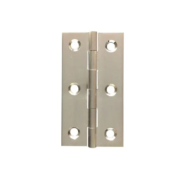 Solid Brass 63x35x1.6mm Fixed Pin Brushed Nickel
