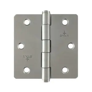Hinge Steel 89x89x2.5mm 1/4" Radius Zinc Plate Fixed Stainless Button Pin (808 3 1/2") (HSR48989ZFSS)