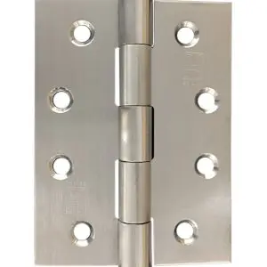 Hinge SS304 100x75x2.5 Satin Finish, Fixed Button Pin c/w #9x30 screws (HJSS75FP) (HSS10075F304)