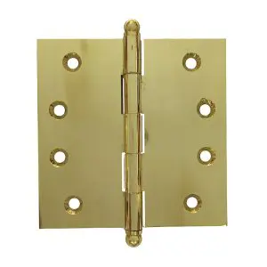 Hinge Brass 100x100x3.0mm Loose Pin Polished & Lacquered  c/w 9x25 & 9x30 screws  (HJ100LP) (HB100100LPB)