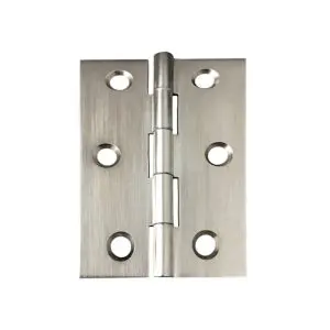 Hinge Brass 75x50x2.0mm Fixed Pin Brushed Nickel c/w ss7x25 screws (HJ7550FPSN) (HB7550FBN)