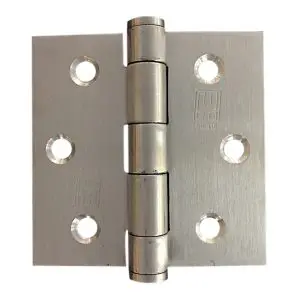 Hinge SS316 75x63x2.0 Fixed Pin Button Tip Satin c/w 7x25pozi screws (HSS7563F316)