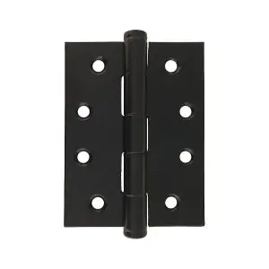 Hinge SS304 100x75x2.5 Fixed Button Pin Black Electrocoat C/W 8x25 black screws (HSS10075F304BL)