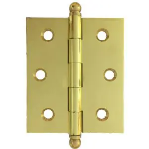 Hinge Brass 75x63x2.5mm Loose Pin Polished and Lacquered c/w 8x25 screws  (HJ7563LP) (HB7563LPB)