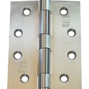 Hinge SS316 100x75x2.5 Fixed Button Pin Satin (HJSS31675FP) c/w screws 10X30PZ SCREWS (HSS10075F316)
