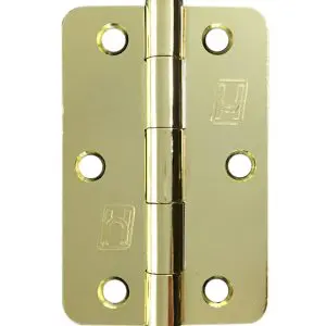Steel 89x58x2.0mm 1/4" Radius Hinge Electro Brass
