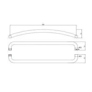 Pull Handle SS316, ø25 x 585 mm Centres, Bow shape, Satin Finish (PH25600SS)