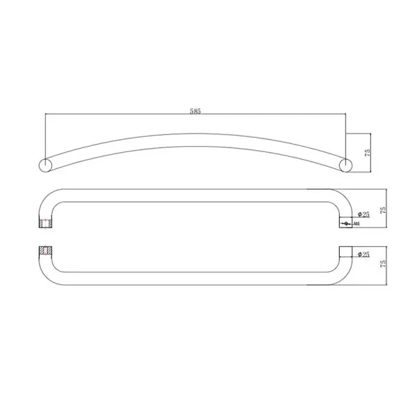 585mm Bowed Pull Handle Stainless Steel (Pair)