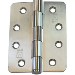 Hinge SS304 100x75x2.5 R1/4 Loose Pin Button Tip Satin c/w 9x30PZ (HJSSR75LP) (HSSR10075L304)