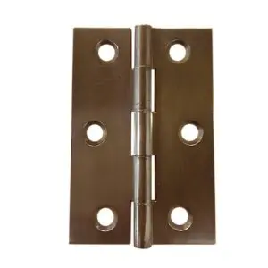 Hinge Brass 75x50x2.0mm Fixed Pin Antique Bronze c/w 7x25 screws (HJ7550FPBP) (HB7550FBR)