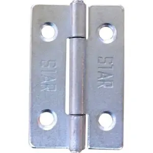 Hinge Steel 38x25x0.9mm Zinc Plate, Fixed Steel Riveted Pin (5000 1 1/2") formerly known as HS3825FSZP (HS3825ZFS)