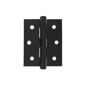 Hinge SS304 75x63x2.0 Fixed Button Pin Satin Black Electrocoat c/w 8x25 pozi black (HSS7563F304BL)