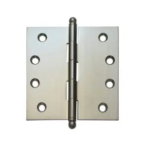 Hinge Brass 100x100x3.0mm Loose Pin Satin Chrome  c/w 9x25 & 9x30 screws (HB100100LSC)