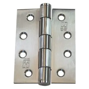 Hinge SS304 Heavy Duty 100x75x3.0 8mm Pin 3.5mm Clearance Fixed Button Pin Satin c/w #10x30PZ (HJSS75FP3.0) (HSS10075F304HD)