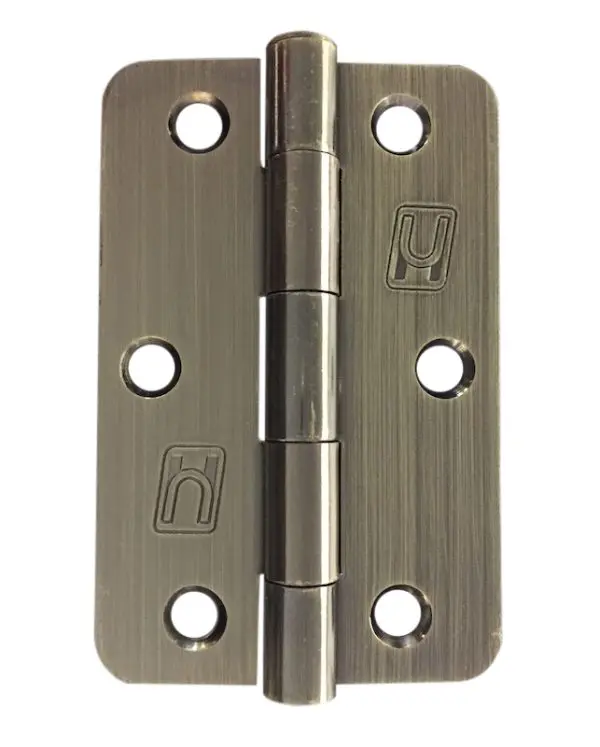 Steel 89x58x2.0mm 1/4" Radius Hinge Antique Brass