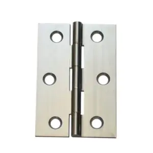 Hinge Brass 75x50x2.0mm Fixed Pin Satin Chrome c/w 7x25 screws (HB7550FSC)