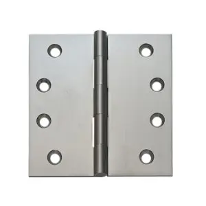Hinge Brass 100x100x3.0mm Fixed Pin Satin Chrome  c/w 9x25 & 9x30 screws (HB100100FSC)