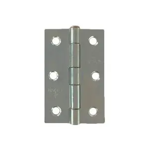 Hinge Steel 75x48x1.6mm Zinc Plate, Loose Brass Riveted Pin (Ajax 1840 3") (HS7548ZLB)