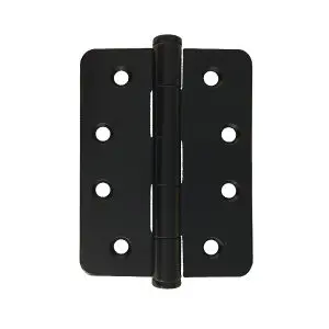 Hinge SS304 100x75x2.5 R1/4 Loose Button Pin Black Electrocoat c/w SS8X25PZBL (HSSR10075L304BL)
