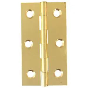 Hinge Brass 63x35x1.6mm Fixed Pin Polished & Lacquered (HB6335FPB)