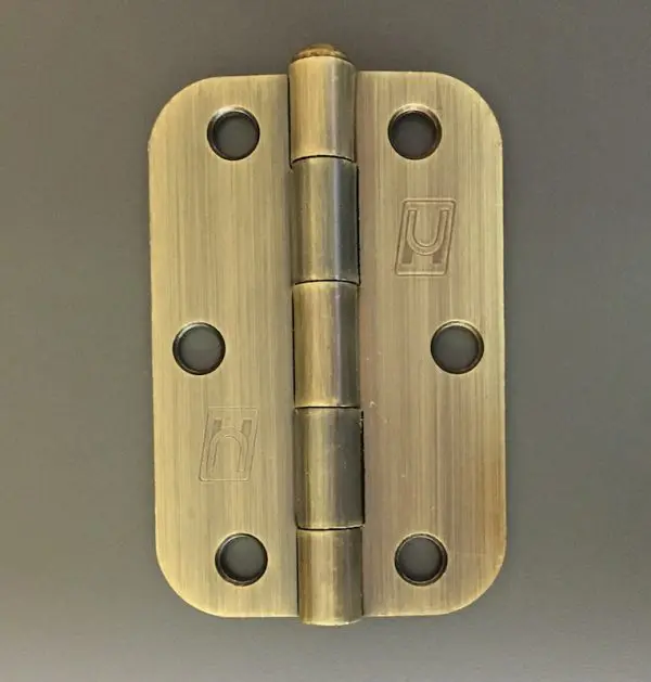 Steel 89x58x2.0mm 1/2" Radius Hinge Antique Brass
