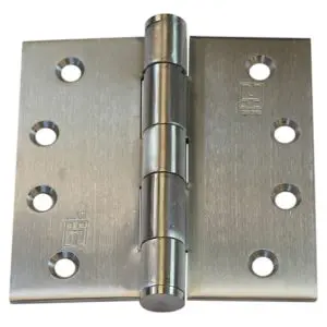 Hinge SS316 Heavy Duty 100x100x3.0 8mm Pin 3.5mm clearance Fixed Button Pin Satin c/w 10x30 screws (HJSS316100FP3.0) (HSS100100F316HD)