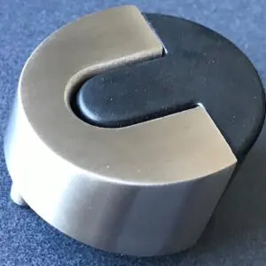 Door Stop, Floor mount, Crescent Shape, Satin Stainless (STOP10SS)