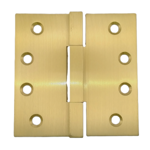 Hinge Brass 100x100x3.5mm Square Knuckle Fixed Pin (10.7mm) Satin Brass Lacquered (Incl. #9x25 & #9x40 Screws) (HB100100SQFSB)