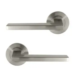 Vector Lever on Round Rose Brushed Nickel