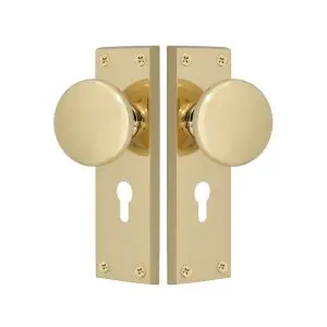 Victorian Knob Plate Euro Lock Polished Brass