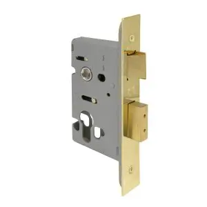 Lockcase Latch & Bolt Euro 45mm Backset. Unlacquered Brass