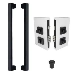 Polo 600mm Pull Handle (Pair), 1184 Lock & 5264 Black Powder Coat