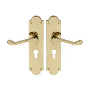 Victorian Door Furniture Euro Lock - Polished Brass