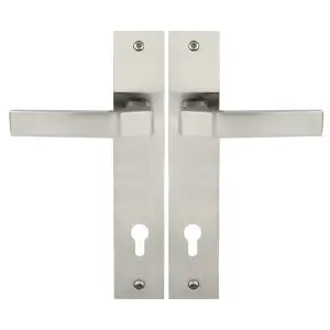 Windsor Astron - Qube Elite Longplate - E85.  Lever Set Brushed Nickel