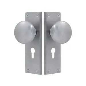 Victorian Knob Plate Euro Lock Satin Chrome