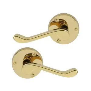 Lever Latch Victorian Round Rose Polished Brass
