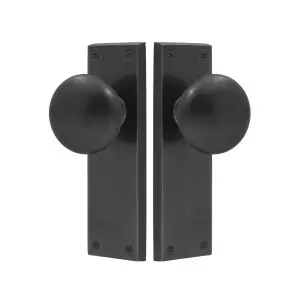 Victorian Knob Set Blank Plate Black Powder Coat