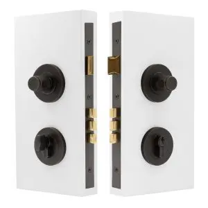 NIDO - Double Turn Lock Kit - Plain Dark Roman Brass