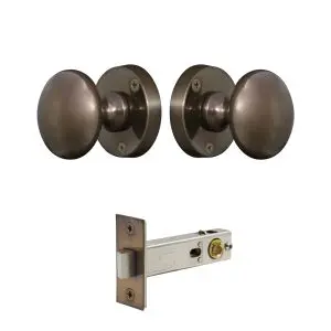 Victorian Knob 60mm Round Rose Passage Set Anitque Bronze