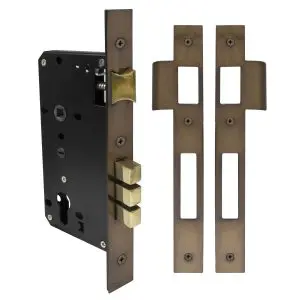 Mortice Lock 60mm B/S 86mm C/S 20mm Throw Antique Brass