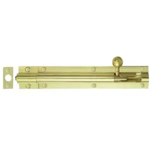 150mm Barrel Bolt Straight Polished Brass
